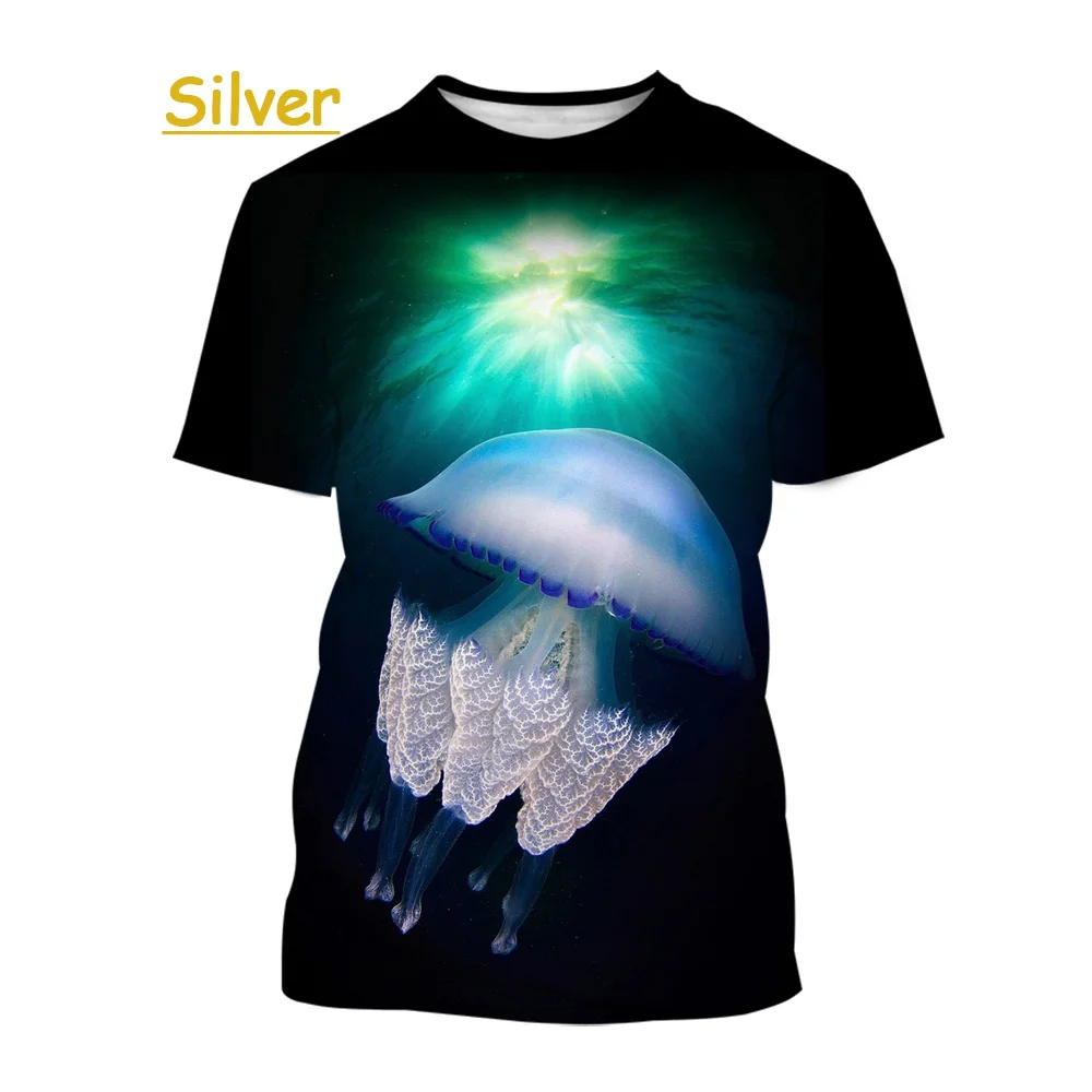 2022 Sea Life Jellyfish Неофициално модна тениска унисекс с 3D къс ръкав
