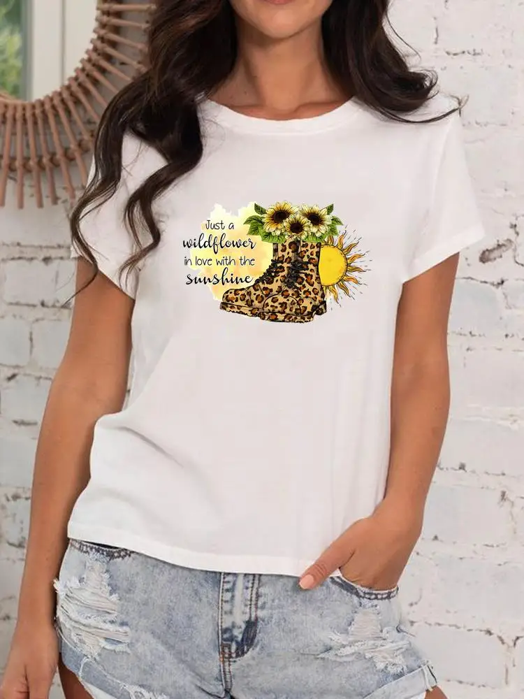 Леопардовая акварел, скъпа модерна риза, Дамски ежедневни дамски тениски с къс ръкав и принтом, дрехи, графична тениска