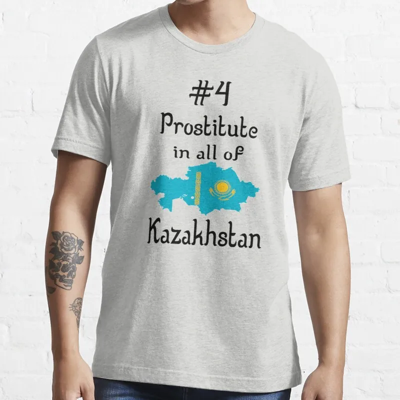 Нова цитат на Борат - № 4 Проститутка В Цял Казахстан Тениска Памучен Мъжка тениска Подарък тениска по поръчка Градинска дрехи за всички сезони