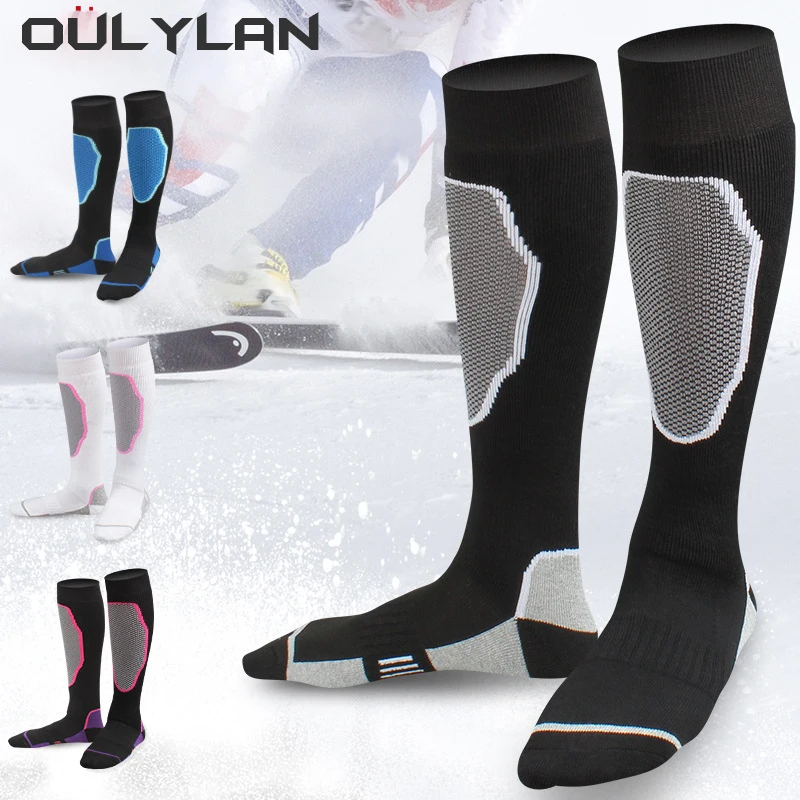 Нови ски чорапи, дебели спортни чорапи за сноуборд, колоездене, каране на ски, футбол, мъжки и женски влагопоглощающие термоноски с висока еластичност