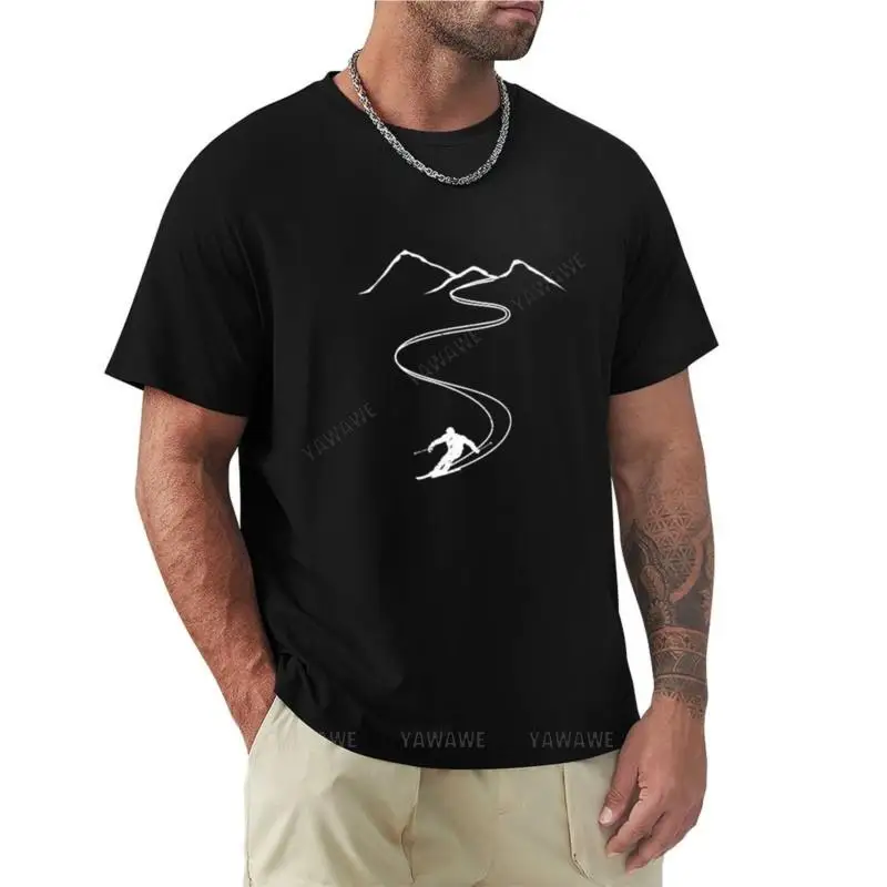 Ски подарък за скиор Тениска графични тениски лятна риза мъжки тениски с къс ръкав в черен памучен мъжки t-shirt