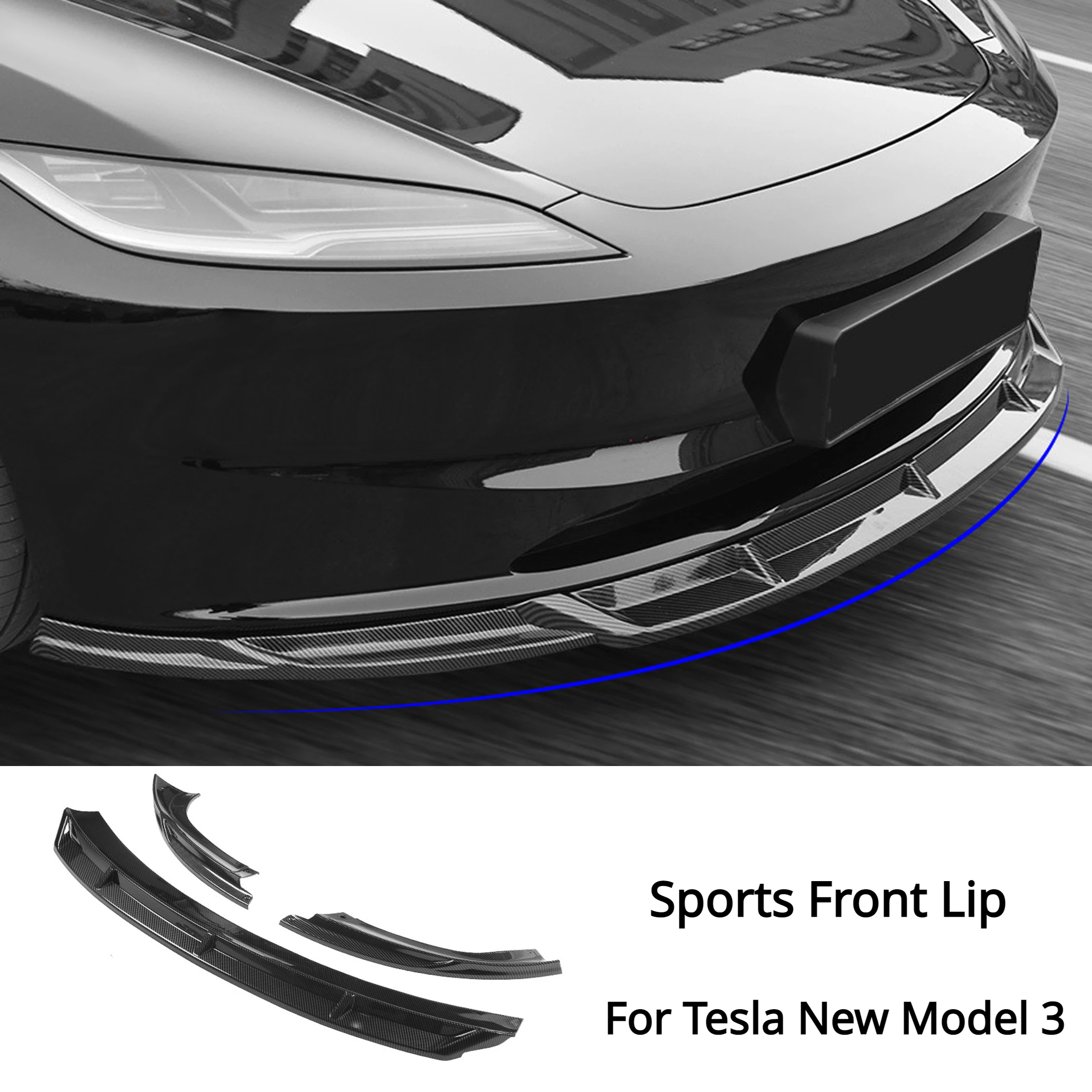 Спортна Предна носи етикет за услугата Пола за Модификации на Автомобили Tesla Новия Модел 3 ABS Carbon Firber Декоративна Предна Лопата Model 3 + Highland 2024