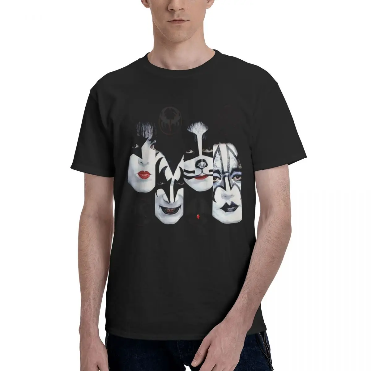 Тениска РОК-н-ролльной група Kiss с четири лица, блузи от 100% памук, за мъже, класически реколта забавни тениски, тениски унисекс