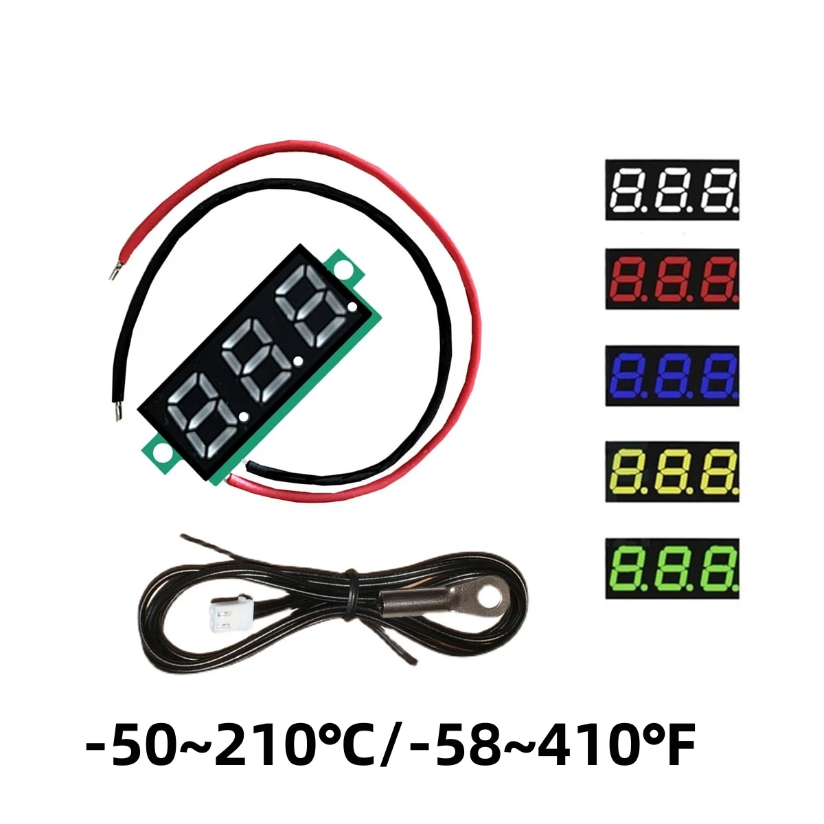 0,28-инчов Led Дигитален Термометър -50 ~ 210 ℃/-58 ~ 410 ℉ с Метален Сензор НПМ за Тестване на Вътрешно Външно Използване на Автомобила в Езерото с Риба