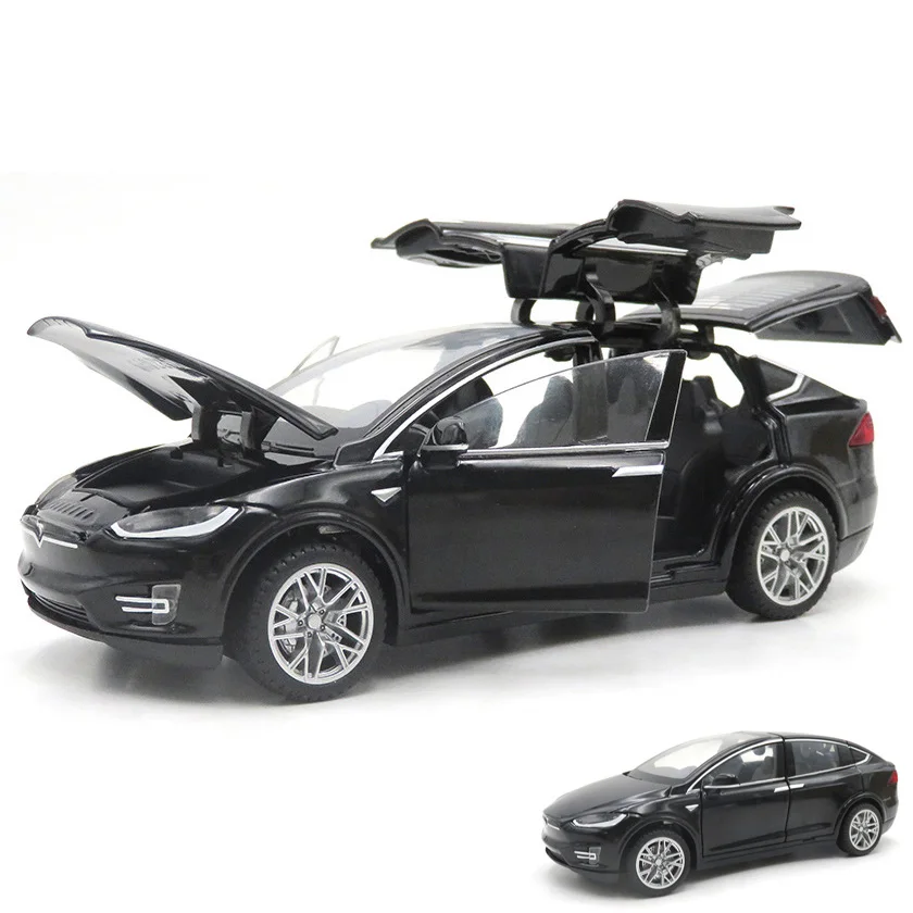 1:32 Tesla Model X Легкосплавный Автомобил, Монолитен Под Налягане Модел На Автомобила, Звук И Светлина, Откидывающаяся Металната Имитация На Автомобила, За Събиране На Подаръци, Детски Играчки