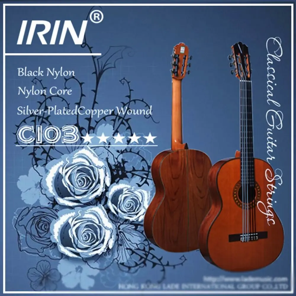 1 комплект китарни струни C103 KRUSU 6 струнни черно-бели китарни струни Найлонови напълно гладка струни за класическа китара
