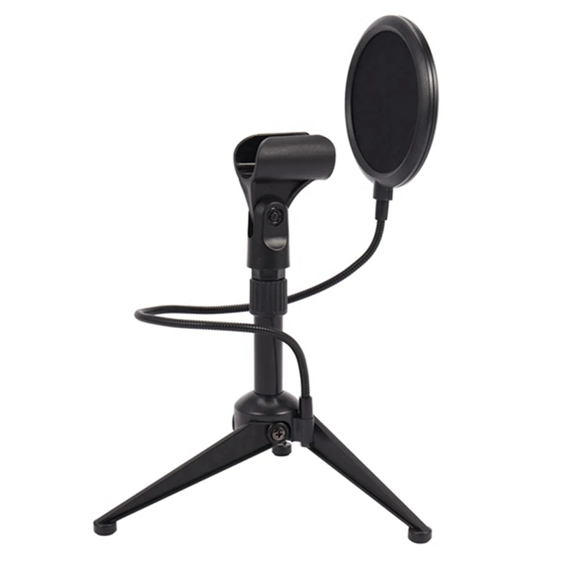 1 комплект Омекотяване на закрепване на микрофона може да се Регулира амортизация Метална стойка за микрофон Статив Черен