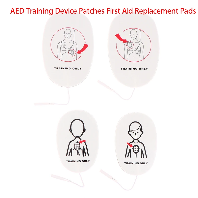 1 Чифт Лепенки за тренажор AED Обучение за оказване на първа помощ Сменяеми накладки За обучение на възрастни и деца Универсален треньор