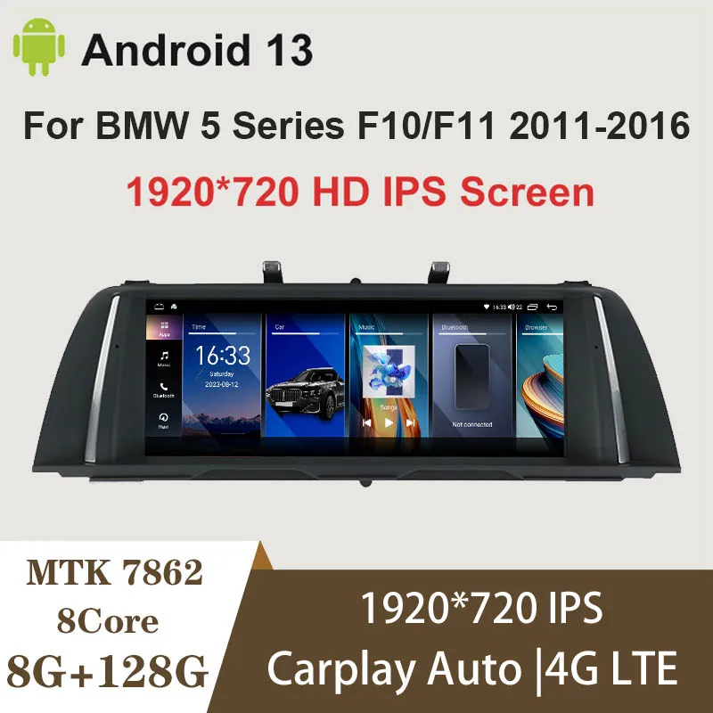 10,25/12,5 инча автомобилното радио на Безжични Carplay Android авточасти За BMW 5 Серия F10 F11 Android13 Мултимедиен плейър Стерео Сензорен GPS