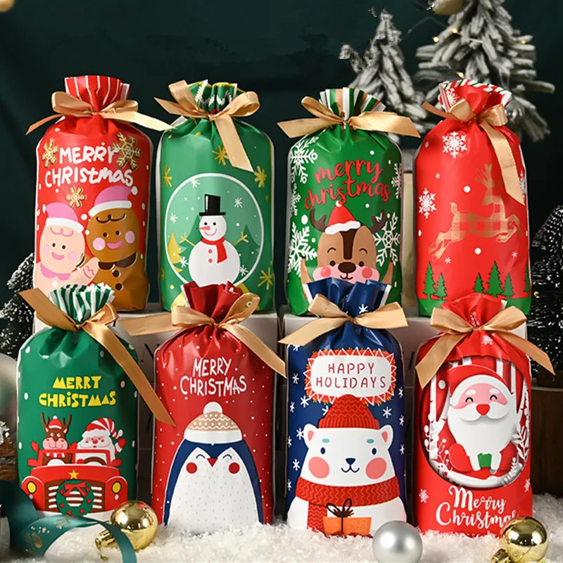 10 бр., Коледен подарък на Дядо Коледа, торбичка за бонбони, Хрупкави коледни украси в съвсем малък във формата на снежинки, чанти Нов 2024 година Noel Presents
