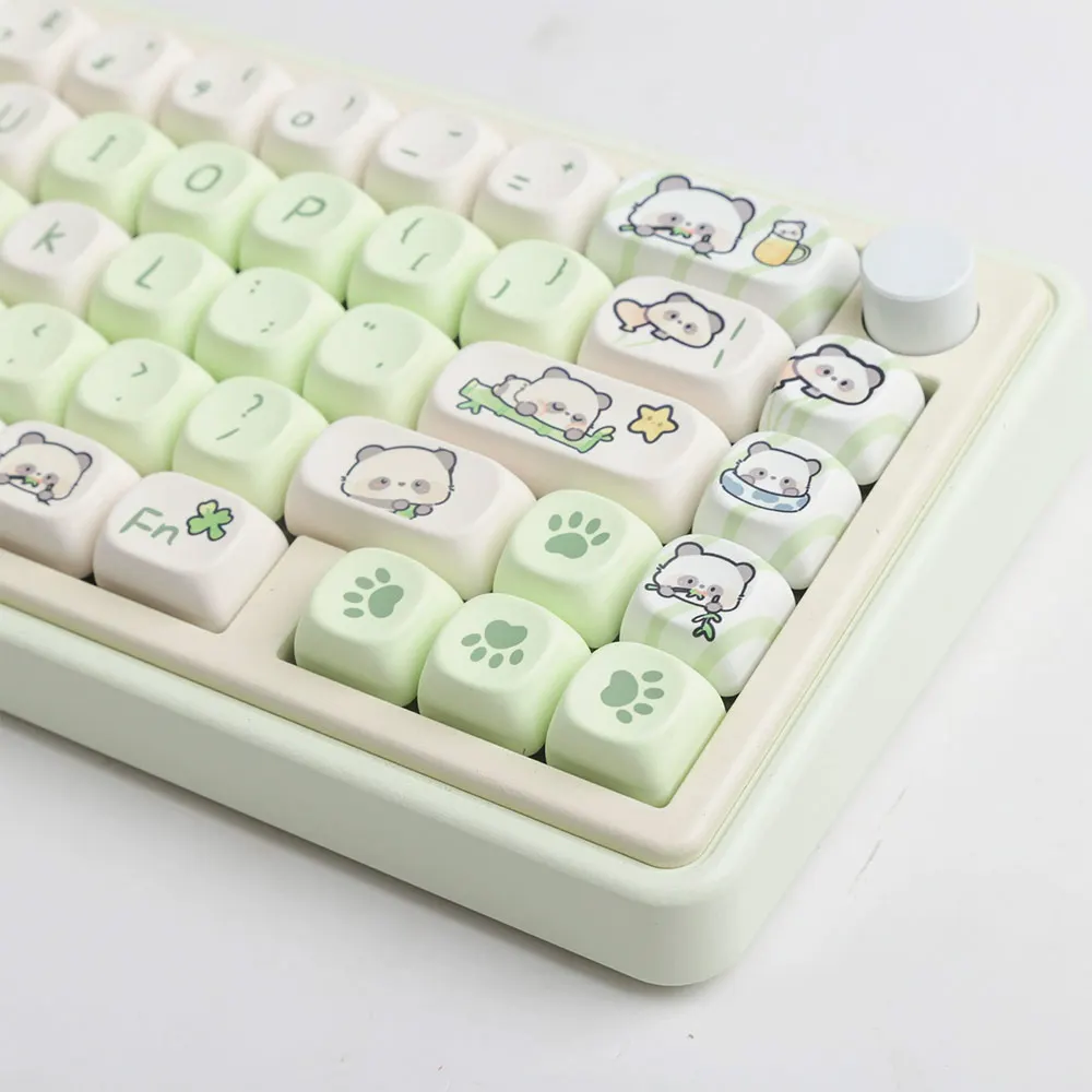 140 Клавиши MOA Profile Keycaps Milk Green Panda Theme PBT Keycaps Сублимация на Боя ЗА Механична Геймърска Клавиатура MX Switch Keycaps