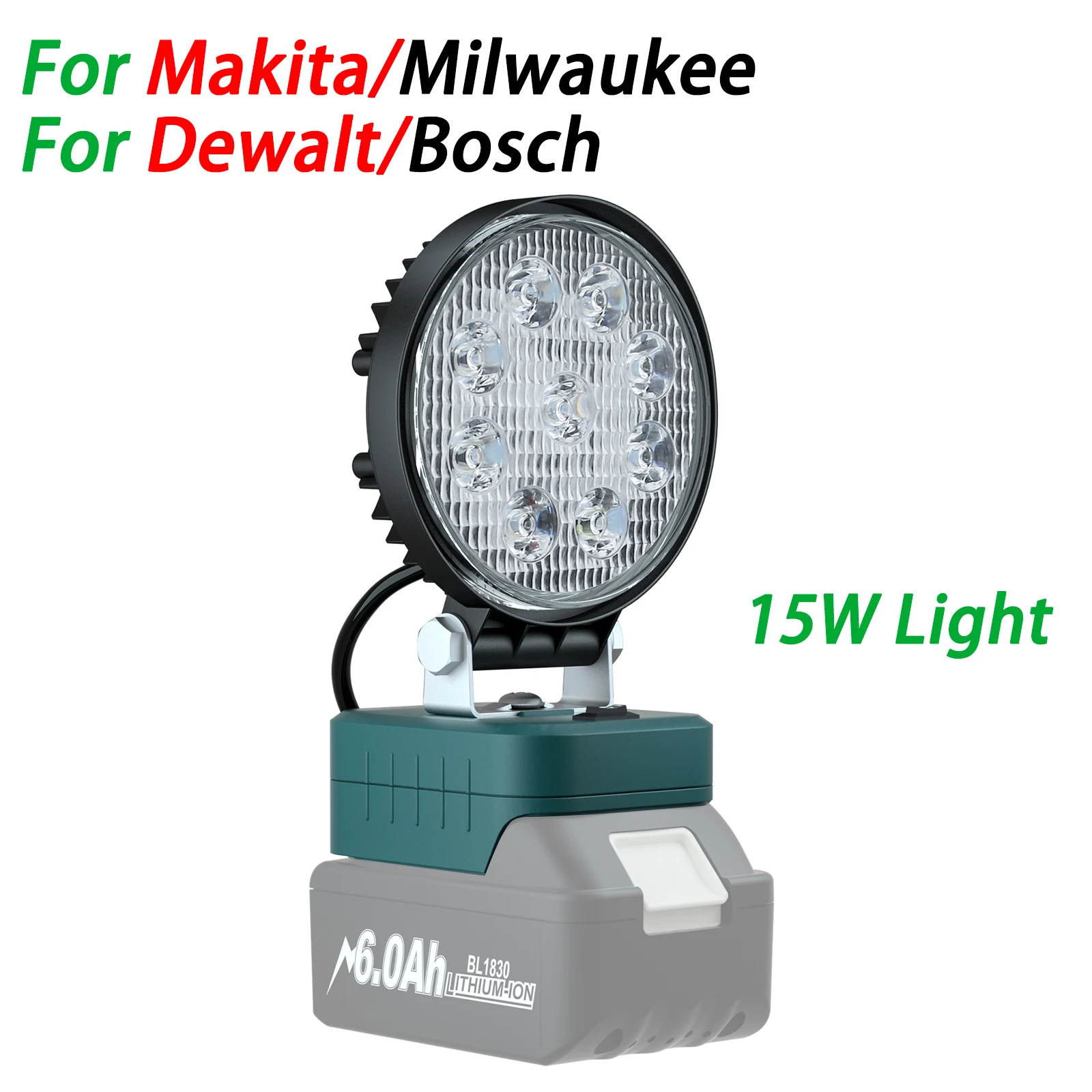 15 Watt LED Безжичен Фенерче Work Light Външна Спасителна Led Лампа за Makita/Bosch/Milwaukee/Dewalt 18V Батерия BL1850 DCB205