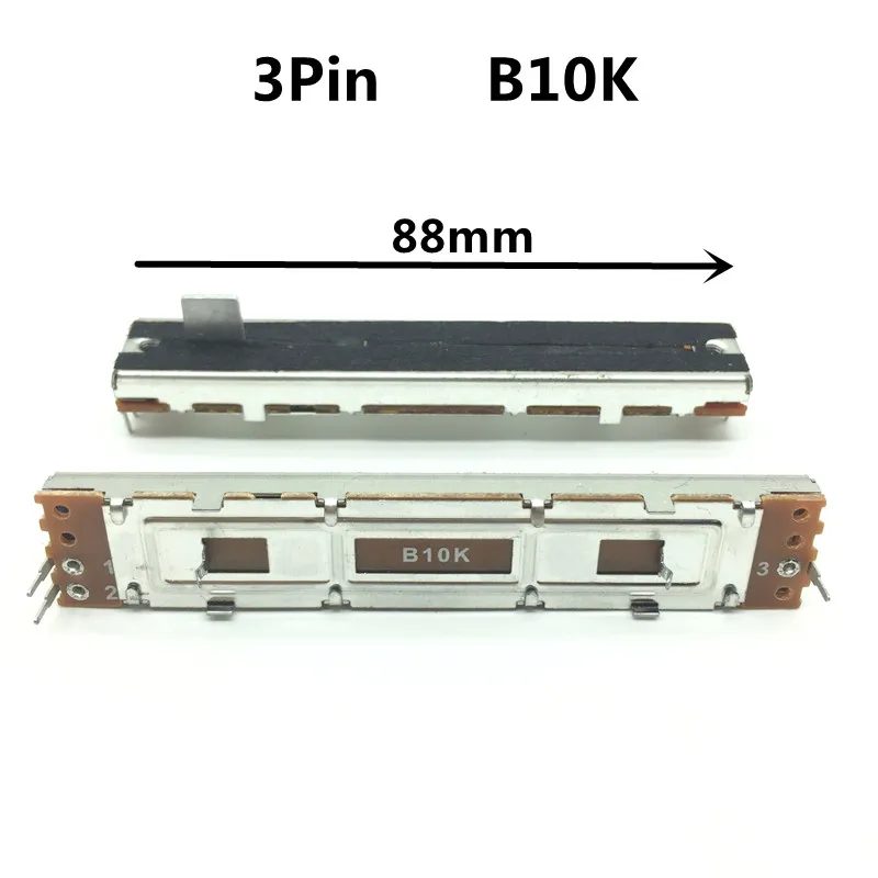 1бр, Потенциометър директно приплъзване, B10K, 3Pin, с Обща дължина 88 мм, Регулатор на силата на звука на миксера