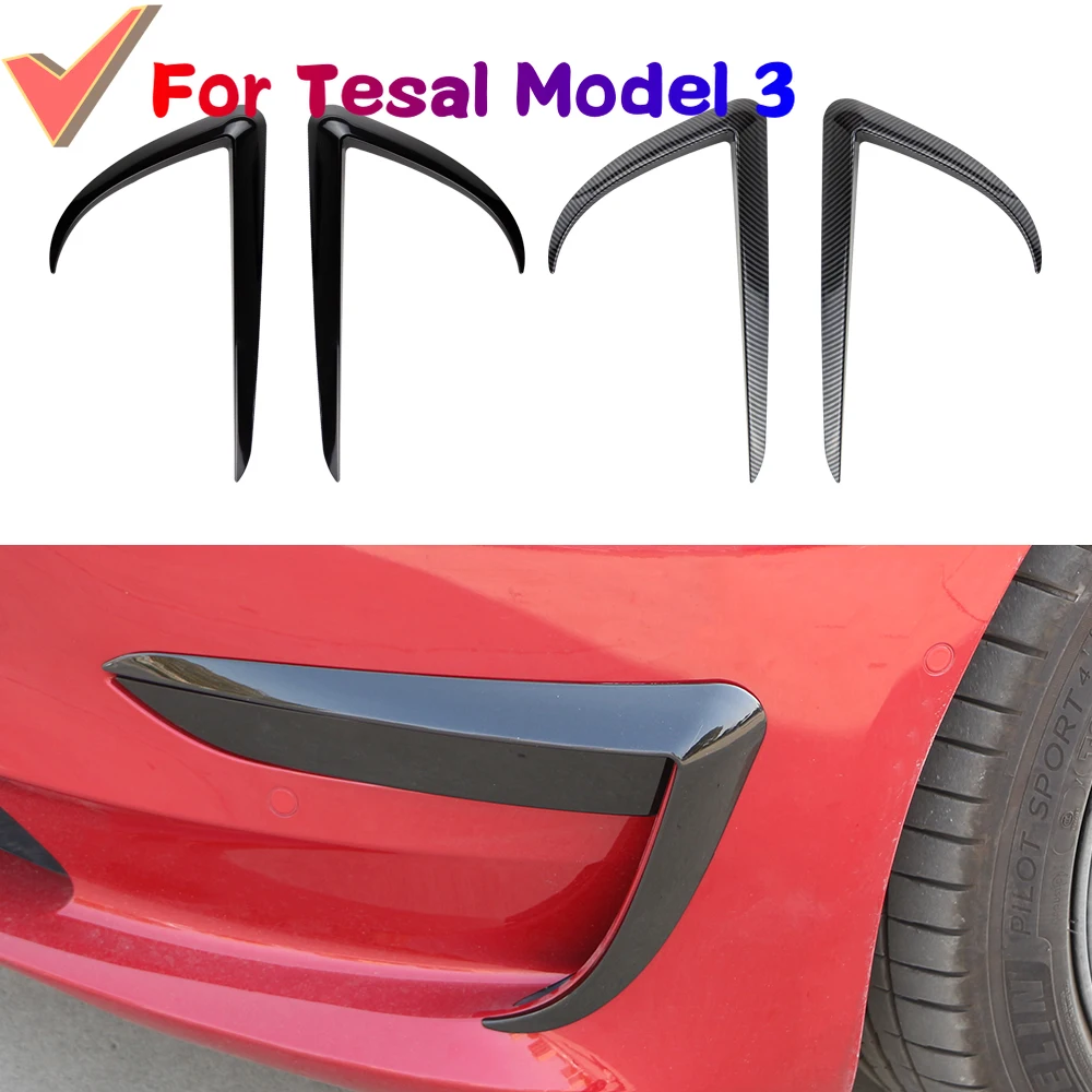 2 елемента Тапицерия Предна Острието на Автомобила Леки Веждите Вятърна Нож Стикер На Бронята За Tesla, Модел 3 Y 2017-2023 ABS Украса Противотуманной Фарове