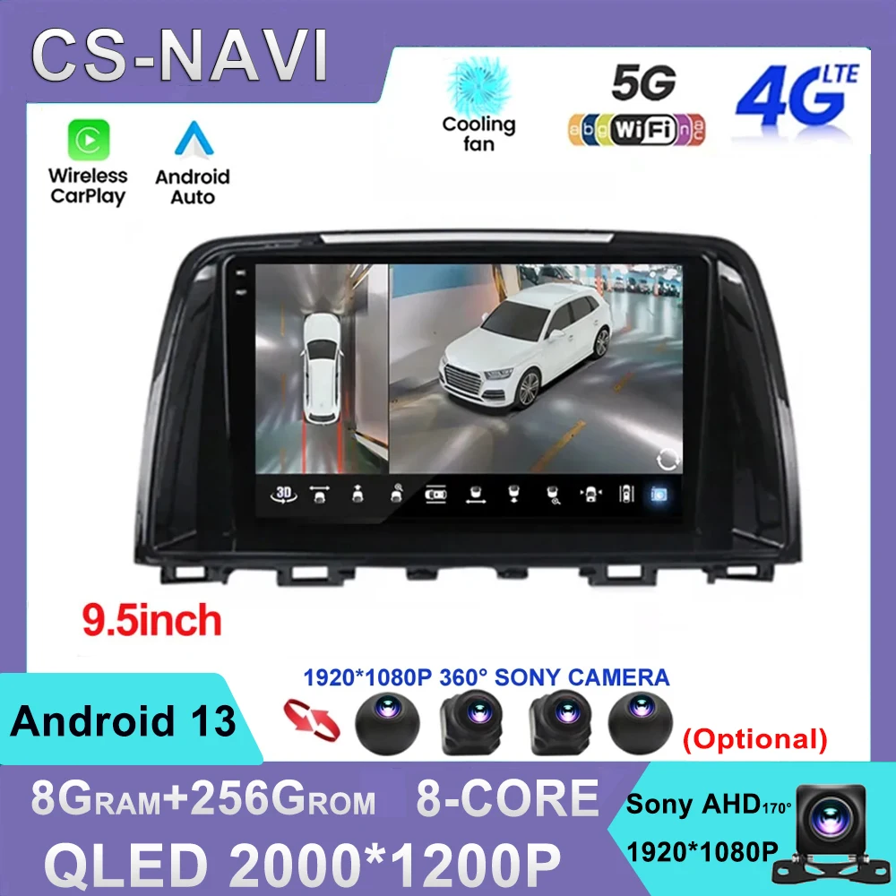 2000*1200 P за Mazda 6 3 GL GJ 2012-2017 Авто Радио Мултимедиен плейър GPS Навигация Android Восьмиядерный 4G LTE QLED DSP