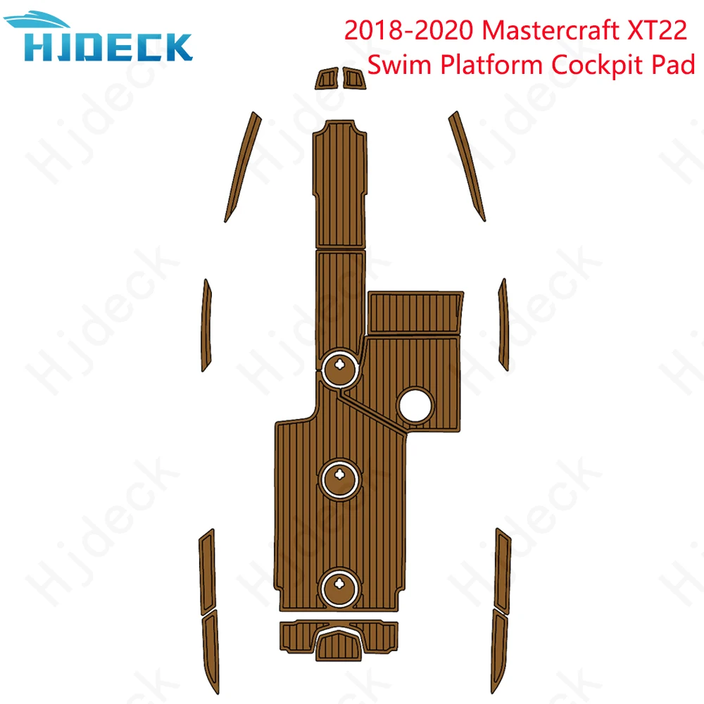 2018-2020 Mastercraft XT22 Подложка за плавательной платформа за лодки от EVA пяна тиково дърво Кафяв