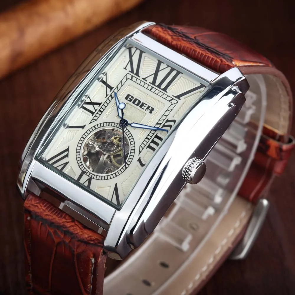 2020 Relogio Masculino Модерни правоъгълни часовници Мъжки ръчен часовник за любителите на автоматични механични часовници Евтина цена Дропшиппинг