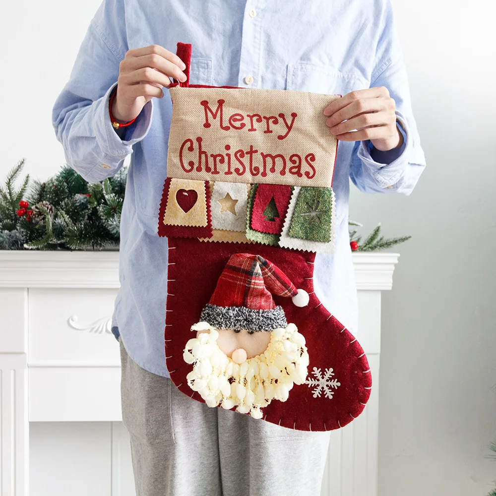 2023 Коледен Отглеждане Големи Коледни Подаръчни Пакети За Декорация На Камината Чорапи Нова Година Притежателя Бонбони Коледна Декорация За Дома