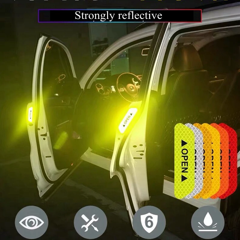2023 Светоотражающая стикер на вратата на колата с предупреждение за безопасно отваряне, Отразяваща лента, Стикер на автоаксесоари за екстериора и интериора, Рефлектор