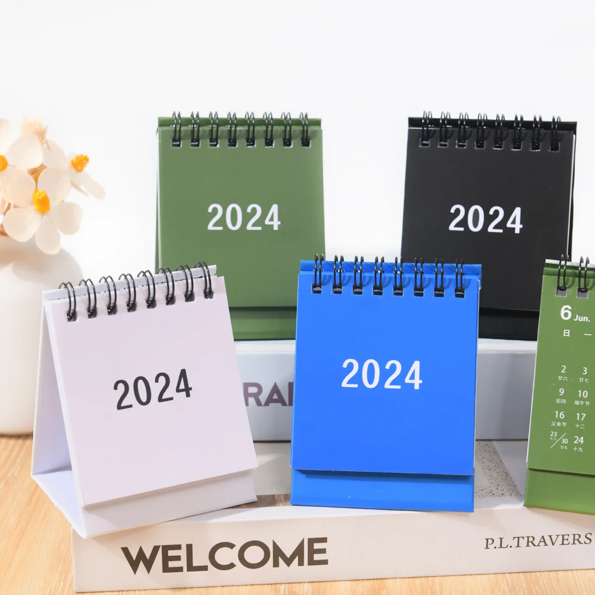 2024 Моранди Solid Color Mini Calendar САМ Преносими Настолни Календари Двойно Планер Таблица Ежедневников 2023.09-2024.12