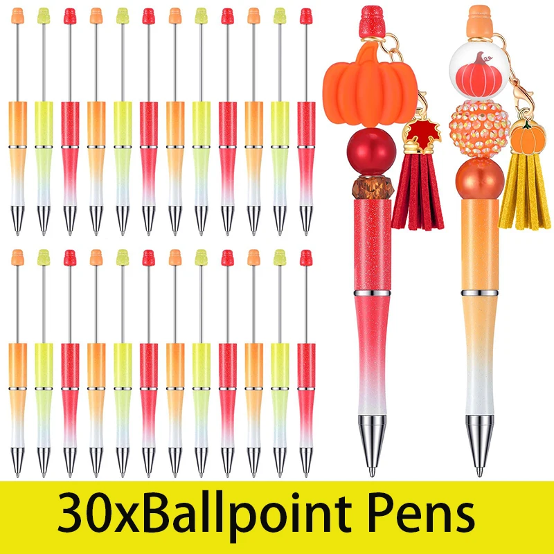 30шт Пластмасова химикалка химикалка-rollerball от мъниста, химикалка химикалка от мъниста, разнообразни химикалки, черно мастило