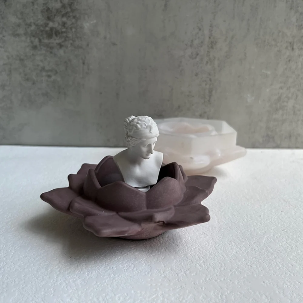 3D Силиконова форма за саксии с lotus, Сеялка, Свещник за съхранение, производство diy от бетон, смоли, гипс, Гипсови саксии, под формата на свещник