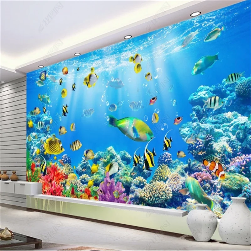 3D Стенни тапети за хола, Бр риби, Подводен свят, Тапети тапети, Интериор за спални, Papel De Parede 3d