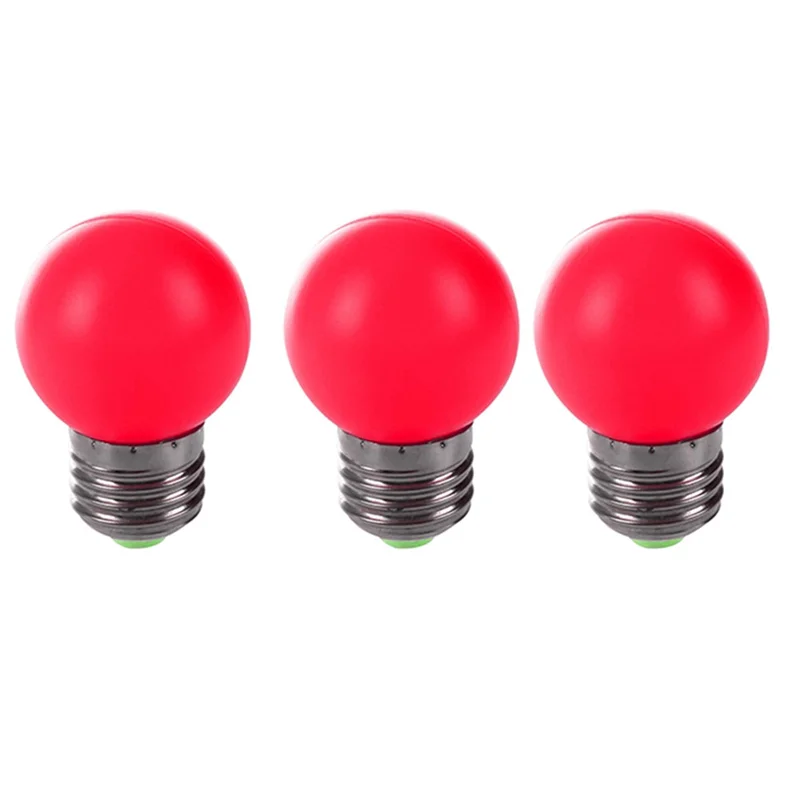 3X E27 Led лампа топъл червен цвят, пластмасови лампа (мощност 0,5 W червен цвят)