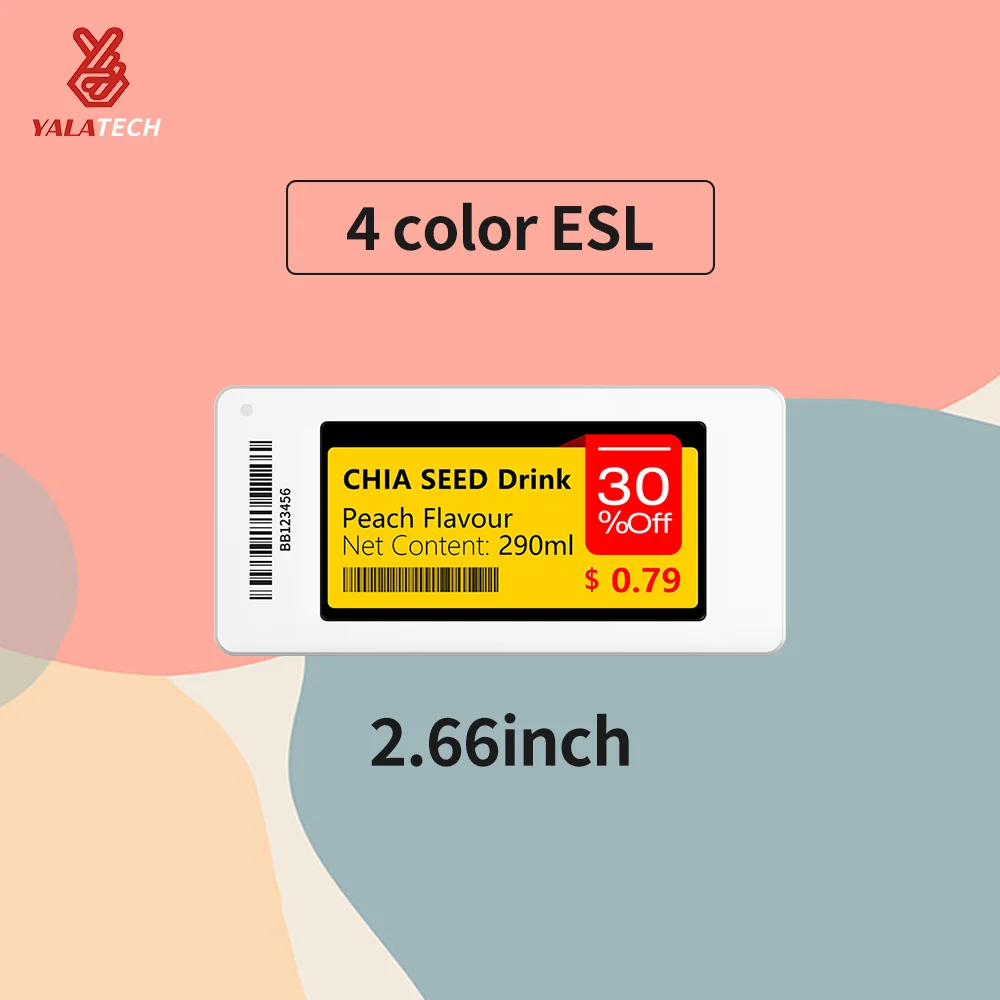 4 Цвята 1.54/2.13/2.66/2.9 /3.5 YalaTech ESL Digital E ink Epaper NFC Цена ESL Електронна етикета на рафта за интелигентно магазин