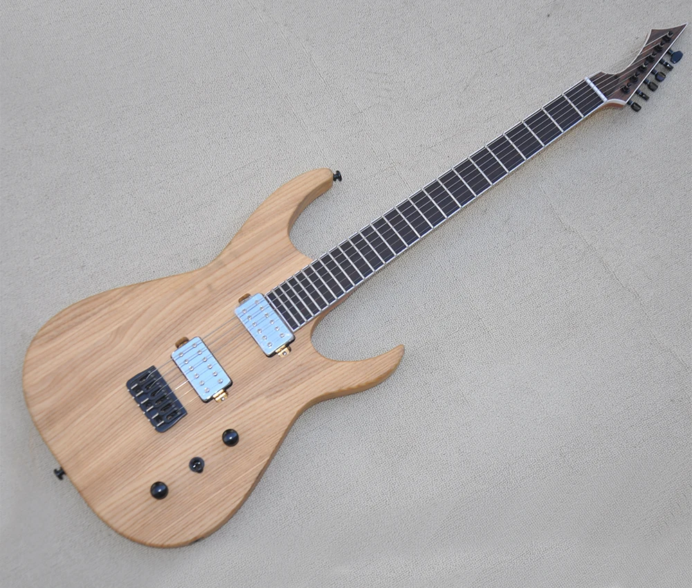 6-електрическа китара Низ от пепел с цвят на естествено дърво със специален бриджем /звукоснимателями, лешояд от розово дърво
