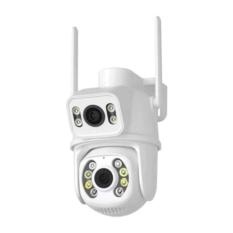 6-Мегапикселова 4K PTZ Wifi камера Бял ABS Двухобъектив Ai Human Detect Автоматично следене на Безжична Външна камера Plug EU