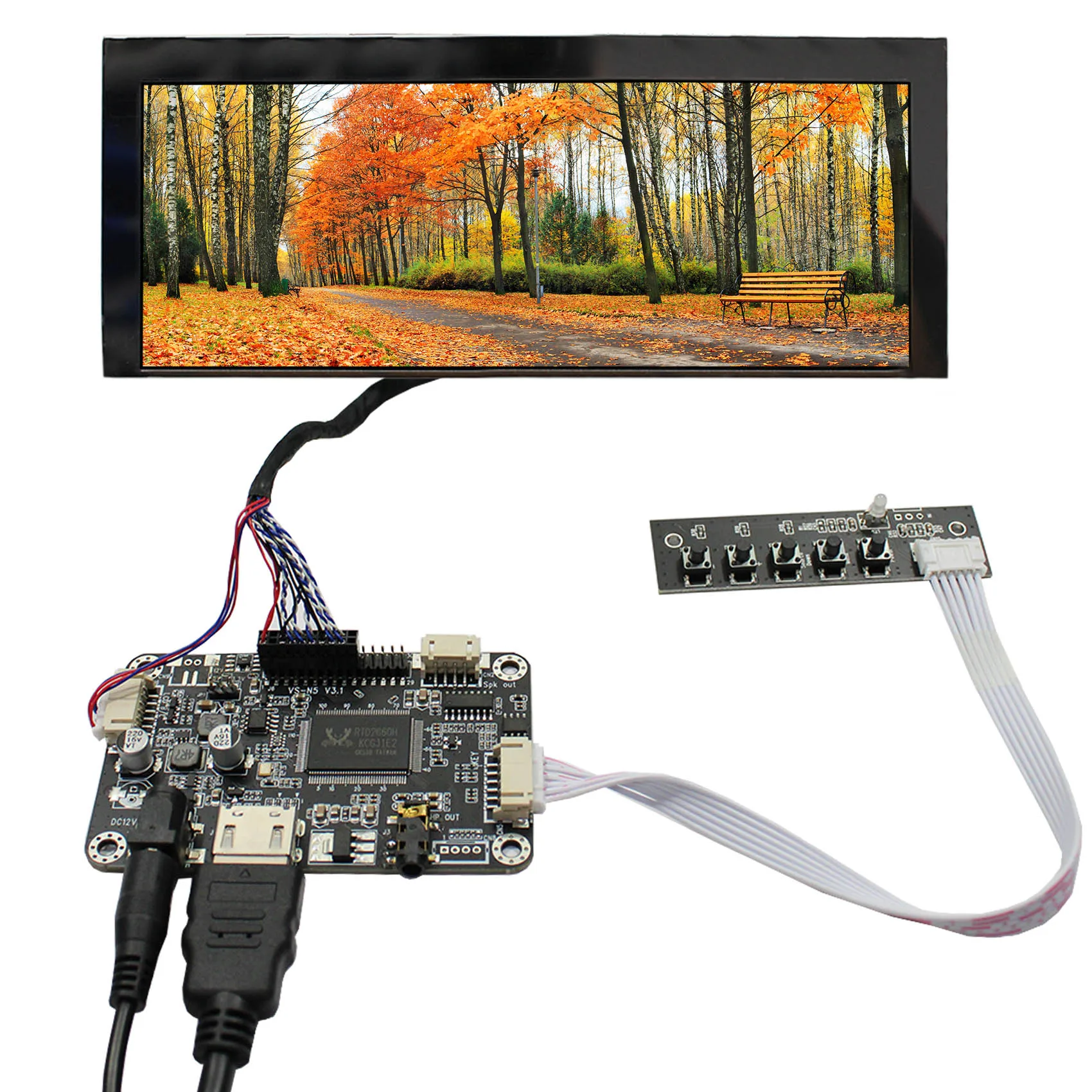 7,8-инчов IPS AA078AA01 800x300 с яркост 500 nit TFT-LCD Екран за Рекламен дисплей/Индустриален LCD екран с LCD плащане HD MI