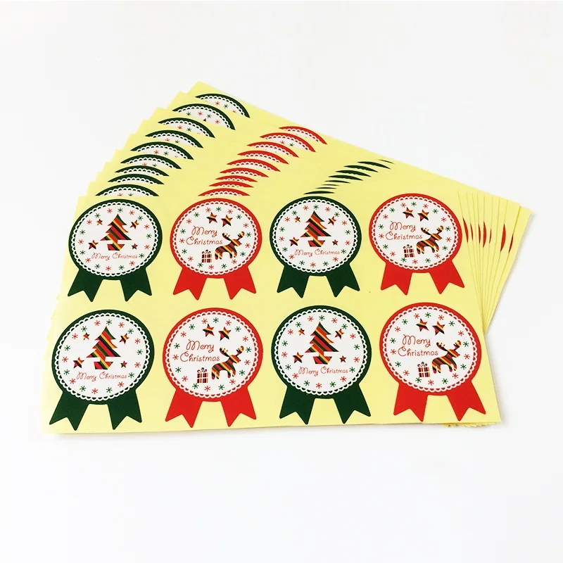 800 бр./много Kawaii цвят Зелено и червено серия коледни елементи на етикети с печат, красива книжен етикет за печене, опаковъчни материали 
