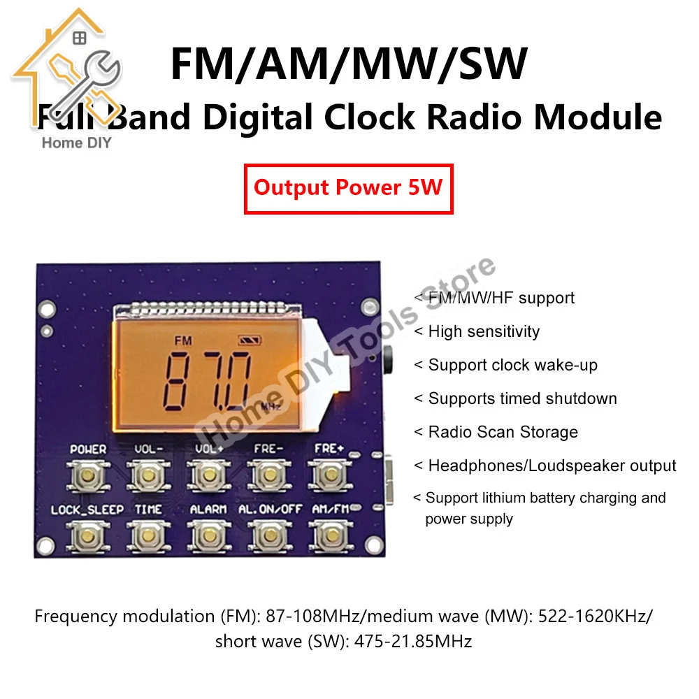 87-108 Mhz FM Безжичен Модул Shortwave Радио Средневолновой Полнодиапазонный Модул Приемник Радиопредавател с LCD дисплей