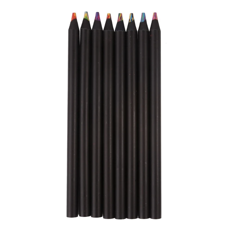 8в1 Черни дървени преливащи се цветове моливи, обемни цветни моливи с различни цветове, художествени аксесоари за дома, офиса, ученически пособия