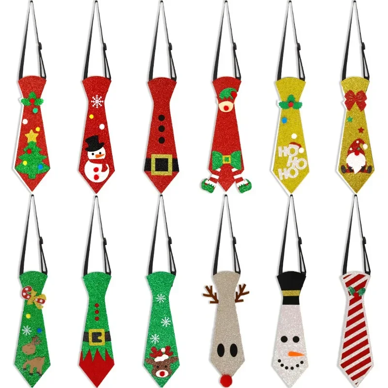 Amazon Продава Нов Фетровый Коледен Вратовръзка Коледна Украса, Снежен Човек Лосове Украса На Парти Мода Многоцветен