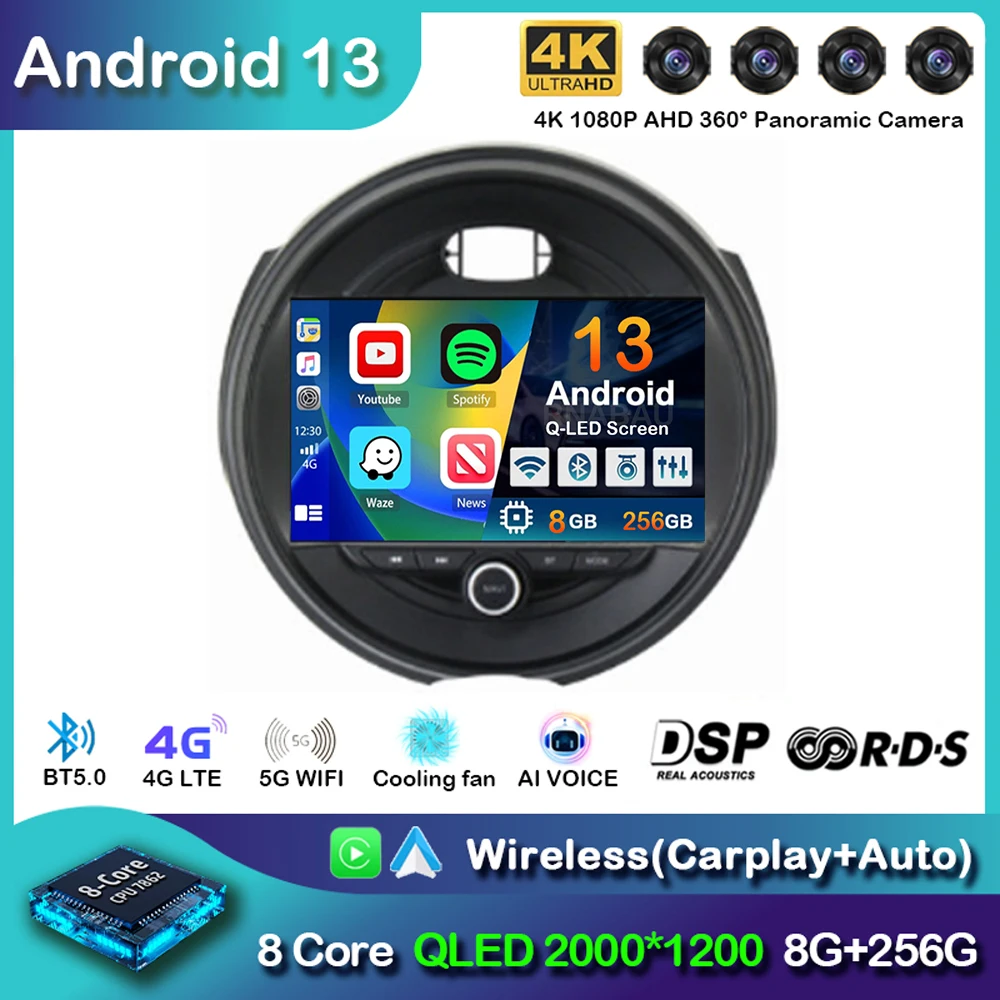 Android 13 Carplay Auto Автомагнитола За BMW MINI COOPER F54 F55 F56 F60 2014-2019 GPS Навигация Мултимедиен Плеър 2DIN DVD Стерео