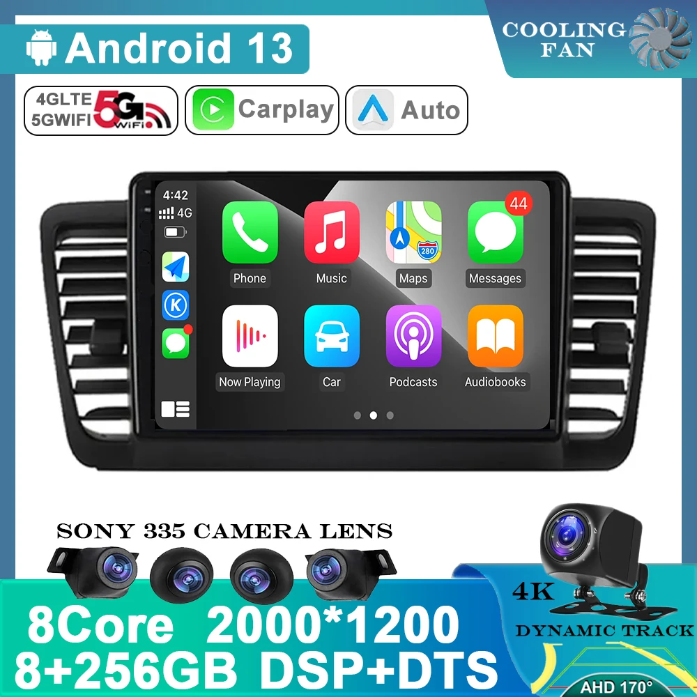 Android 13 Carplay на авточасти за Subaru Outback 3 Legacy 4 2003-2009 Автомобилен мултимедиен стереоплеер 2 Din GPS Навигация, Wifi, FM система