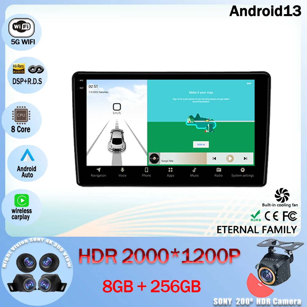 Android 13 За Ford Escape 1 2000-2007 Тъчпад GPS навигация за автомобил Видео Смарт плейър Стерео WIFI BT QLED No 2 din 2 din dvd