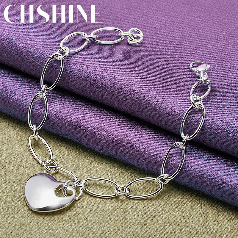 CHSHINE, Гривна с Отложено във формата на Сърце от Сребро 925 Проба За Жени, Мода Декорация