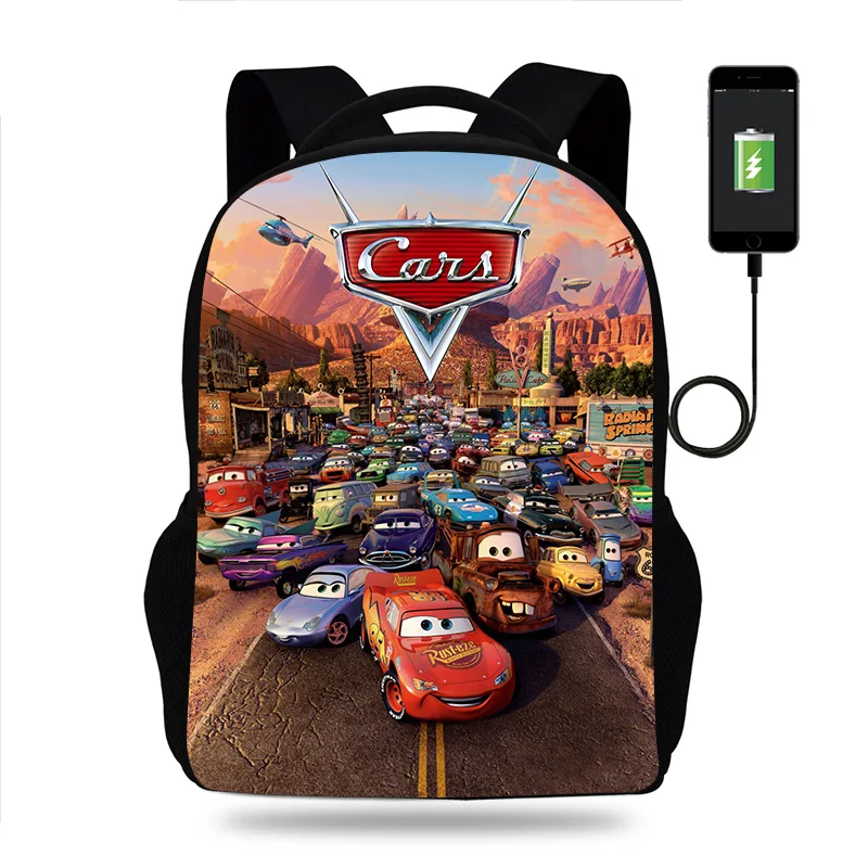 Disney Pixar Cars Lightning McQueen Раница За Момчета И Момичета Училищна Чанта и Юношеските Чанти За Книги Мъжки Раница USB Пътен Раница Mochila