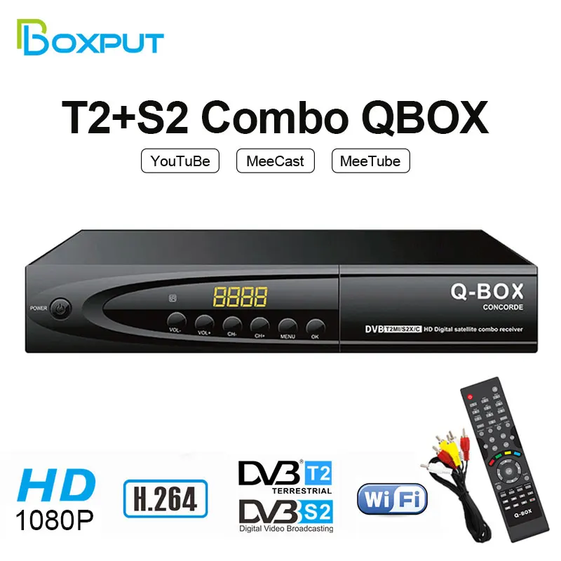 DVB T2 +S2 Разход на QBOX Сателитен ТЕЛЕВИЗИОНЕН приемник H264 ЦИФРОВА ТЕЛЕВИЗИЯ-Декодер на 1080P Full HD DVB MP3 PLAY PVR EPG T2, DVB S2 Телеприставка