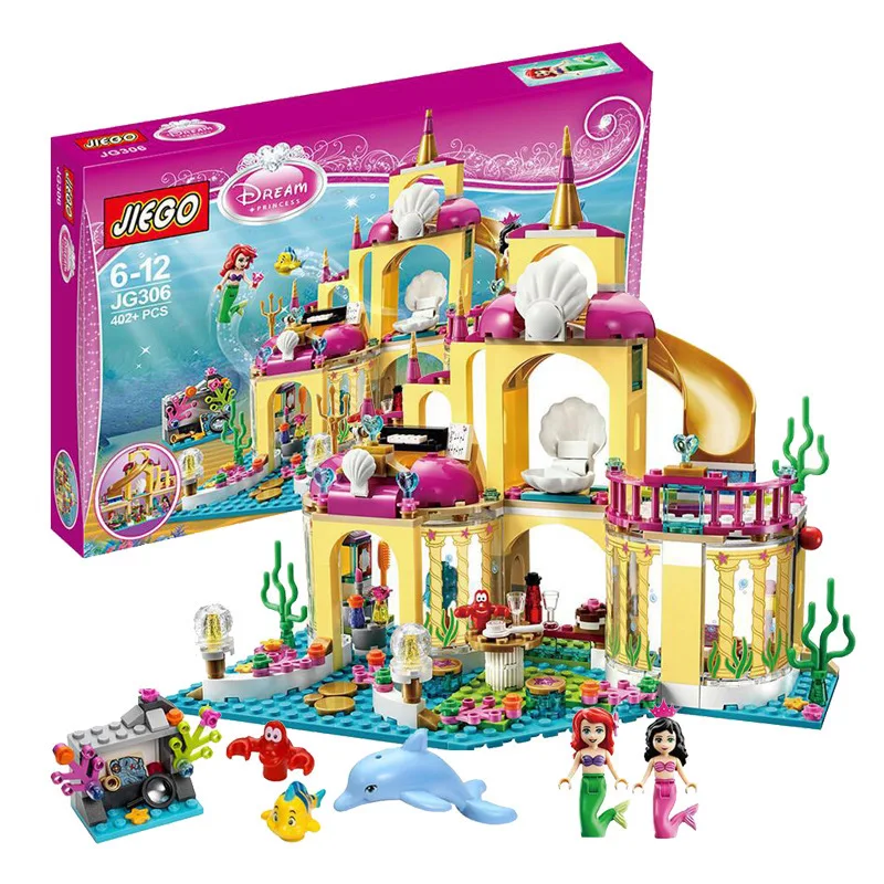 FIT 41063 Подводен Дворец на Принцеса Ариел на Дисни, Замъкът на Русалките, Подводен Дворец на Елза, Строителни Блокове, Приятели, Тухли, Играчки за Момичета