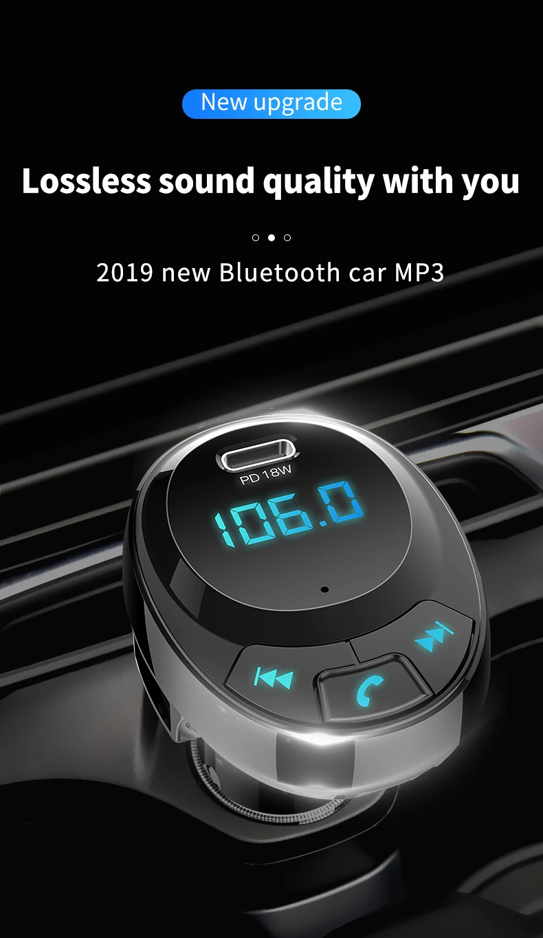 FM Предавател, Bluetooth Комплект за Кола Бързо Зареждане на Безжичен Радиоадаптер Модулатор Трансмитер MP3 Плеър С Двойно Зарядно за кола USB Устройство