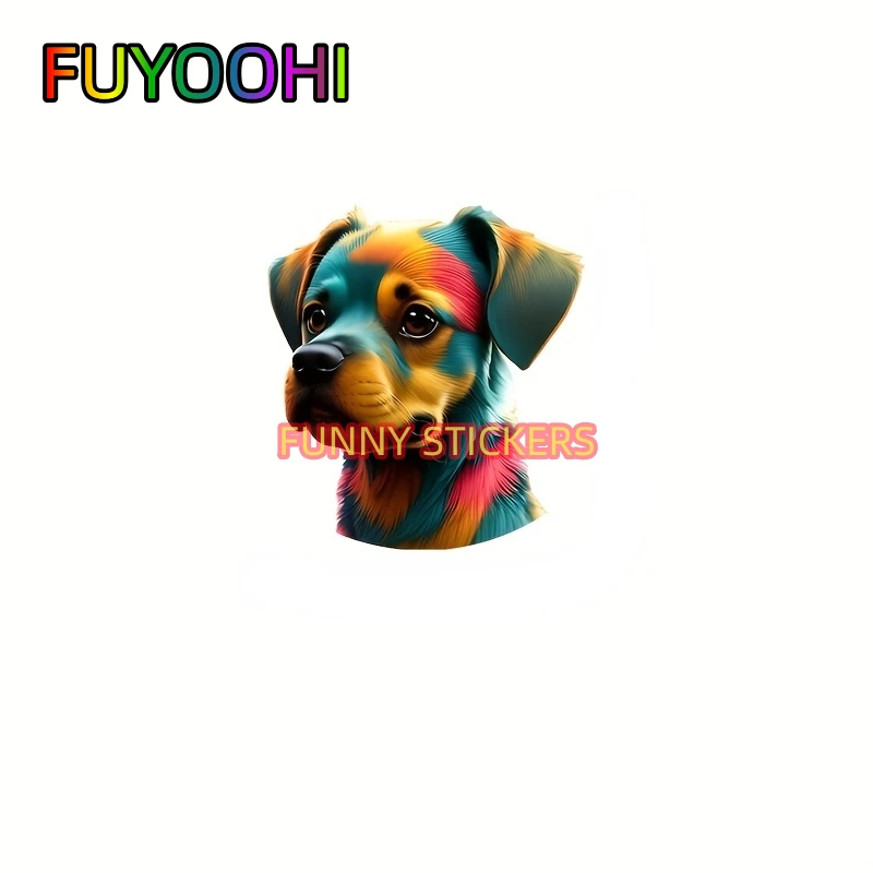 FUYOOHI Колоритен стикер за автомобил с кучето, стикер за лаптоп 
