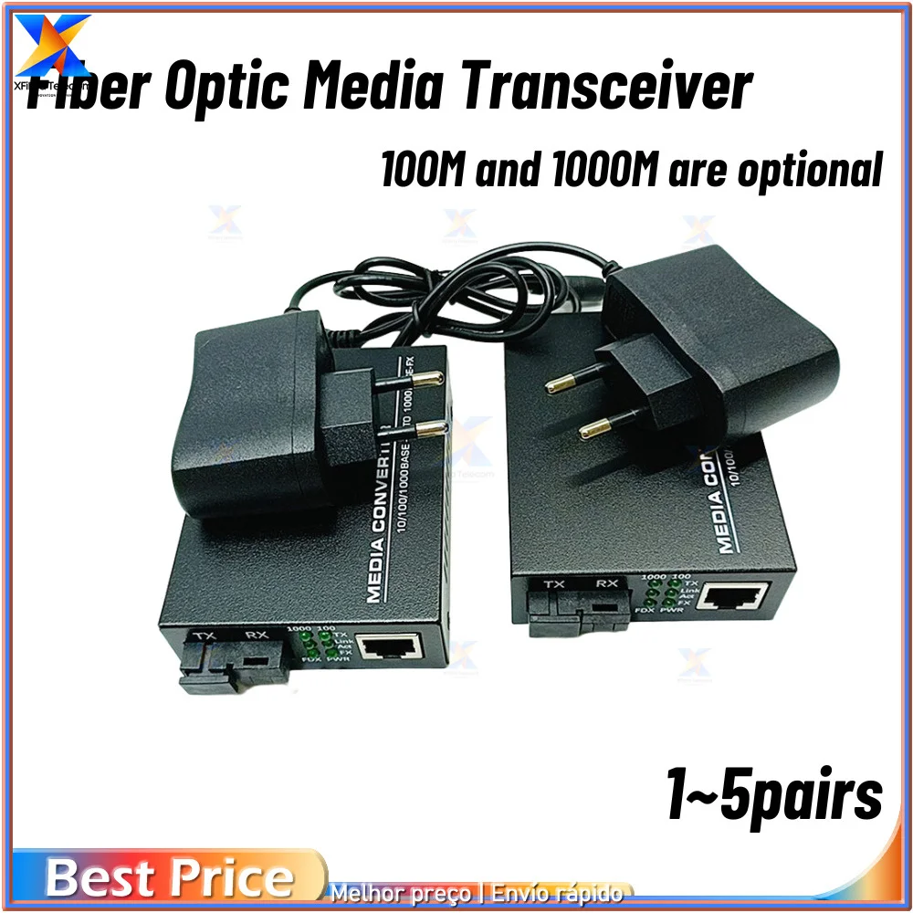 Gigabit Оптичен Медиаконвертер, Бързо Телекомуникационна поддръжка, SC 1-5 чифта, мощност 100 метра-1 км, HTB-GS-O3