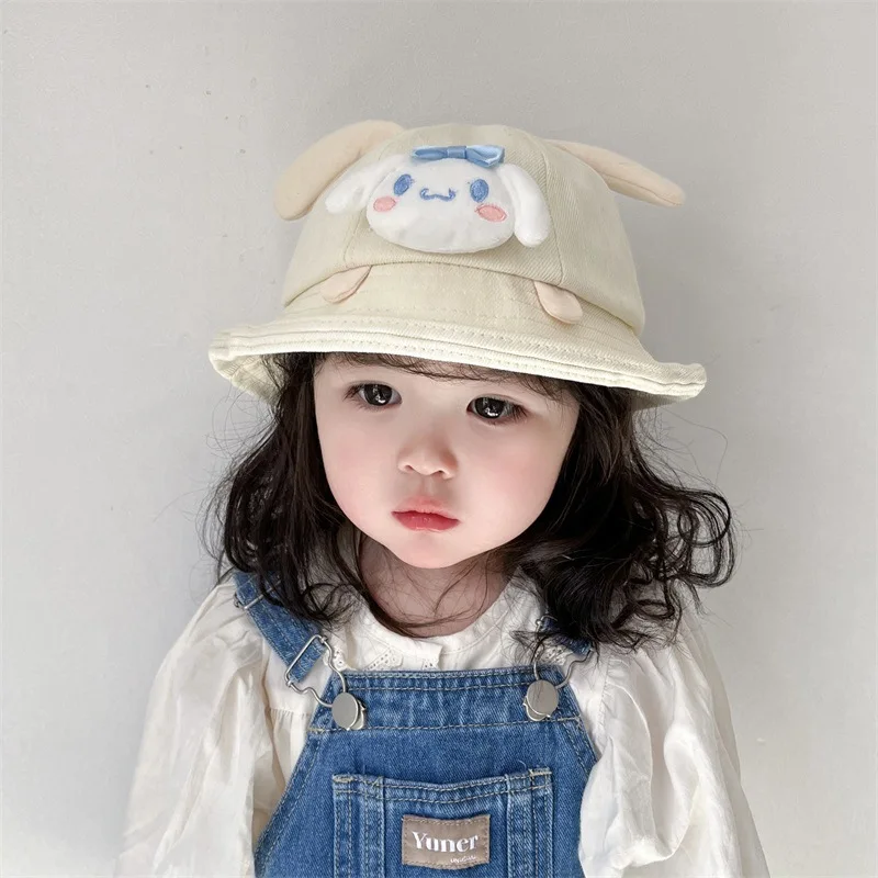 Kawaii Аниме Sanrio Детска вязаная рибарска шапка Сладко Kuromi Cinnamoroll My Melody Есенна солнцезащитная шапка с широка периферия Подаръци за момчета и момичета