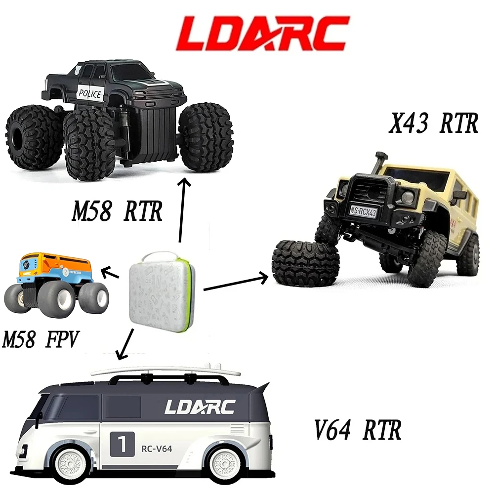 LDARC X43/M58/V64 Настолен Мини Кола с Дистанционно Управление RTR Версия с Преносима Чанта Детски Играчки За Възрастни Подаръци