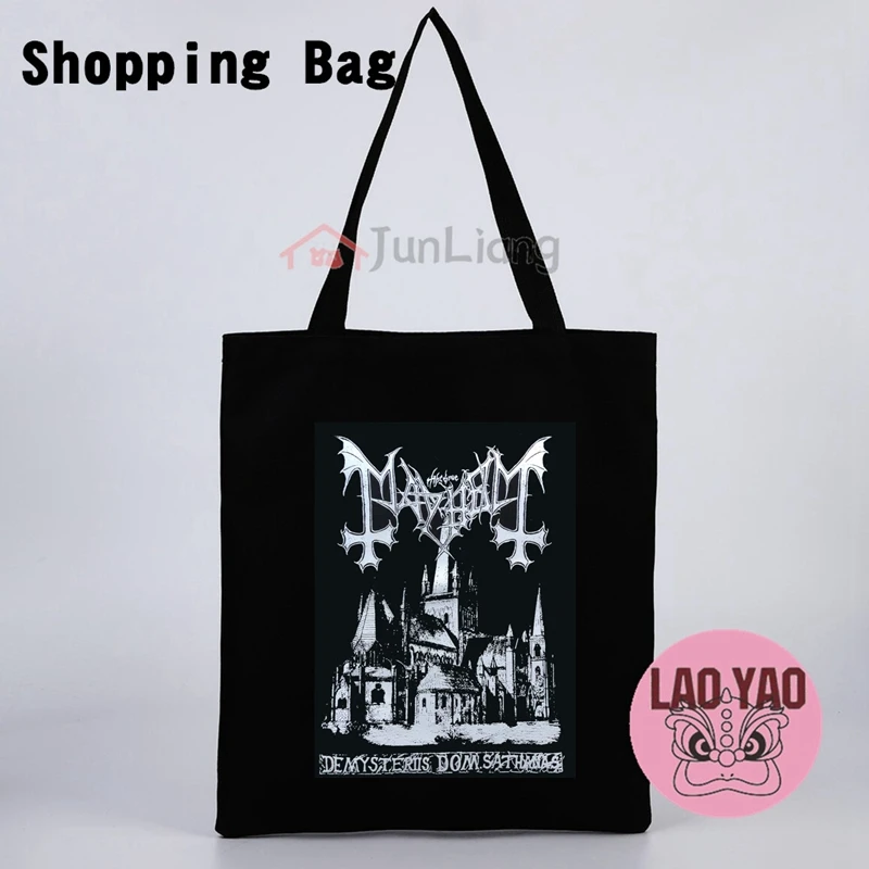 Mayhem Black Metal Група Университетската Чанта Дамска Чанта-Тоут Чанти за Жени Totebag Клиент Shopping Козметична Плат, Платно