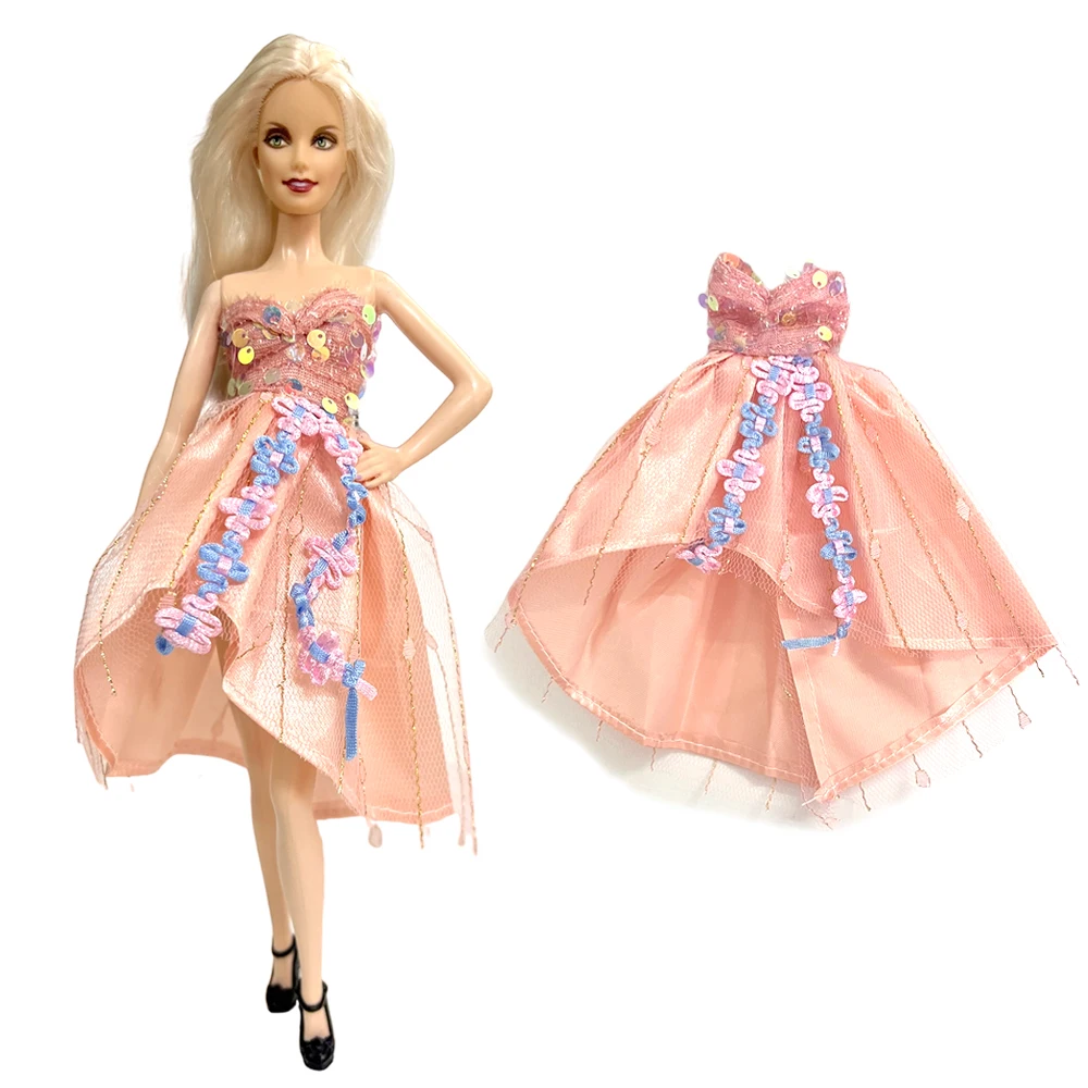 NK 1 комплект 30 см принцеса Рокля Благородна оранжев цвят неправилни форми, красиви дрехи, модни пола за Барби кукли, аксесоари, Подарък играчка за момичета